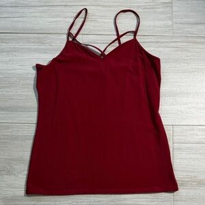 Express Burgundy Camisole Top thin straps criss cross design large stretchy
